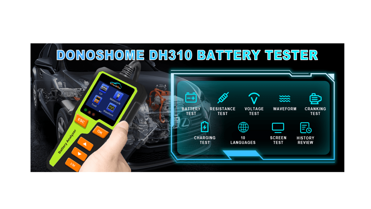 DonosHome 2024 nouveaux produits DH310 Testeur de batterie de voiture 12V/24V 5-30V 100-2000CCA | FR - DonosHome - OBD2 scanner,Battery tester,tuning,Car Ambient Lighting